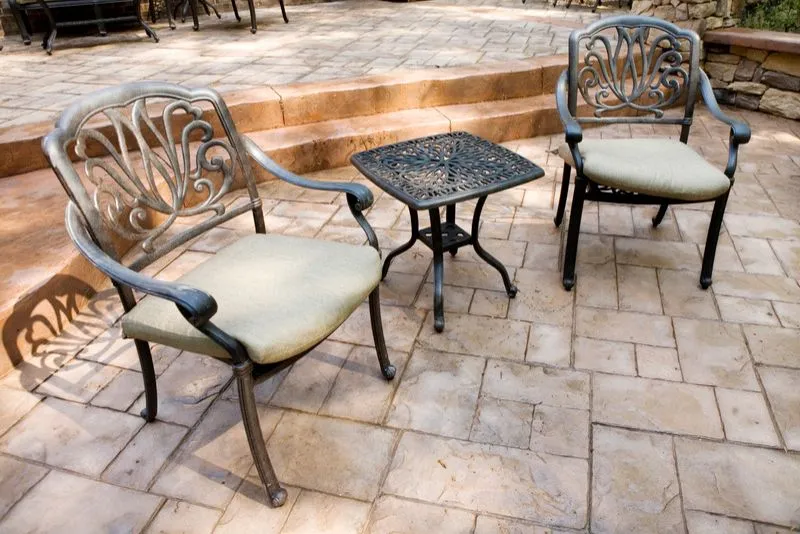 Concrete patio slab with outdoor setting