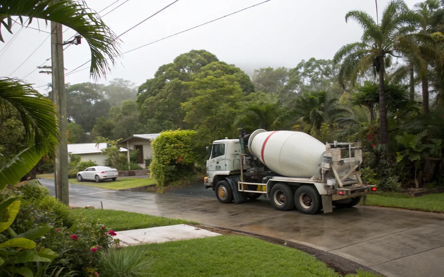 Ready Mix Concrete Truck With Its Drum Rotating