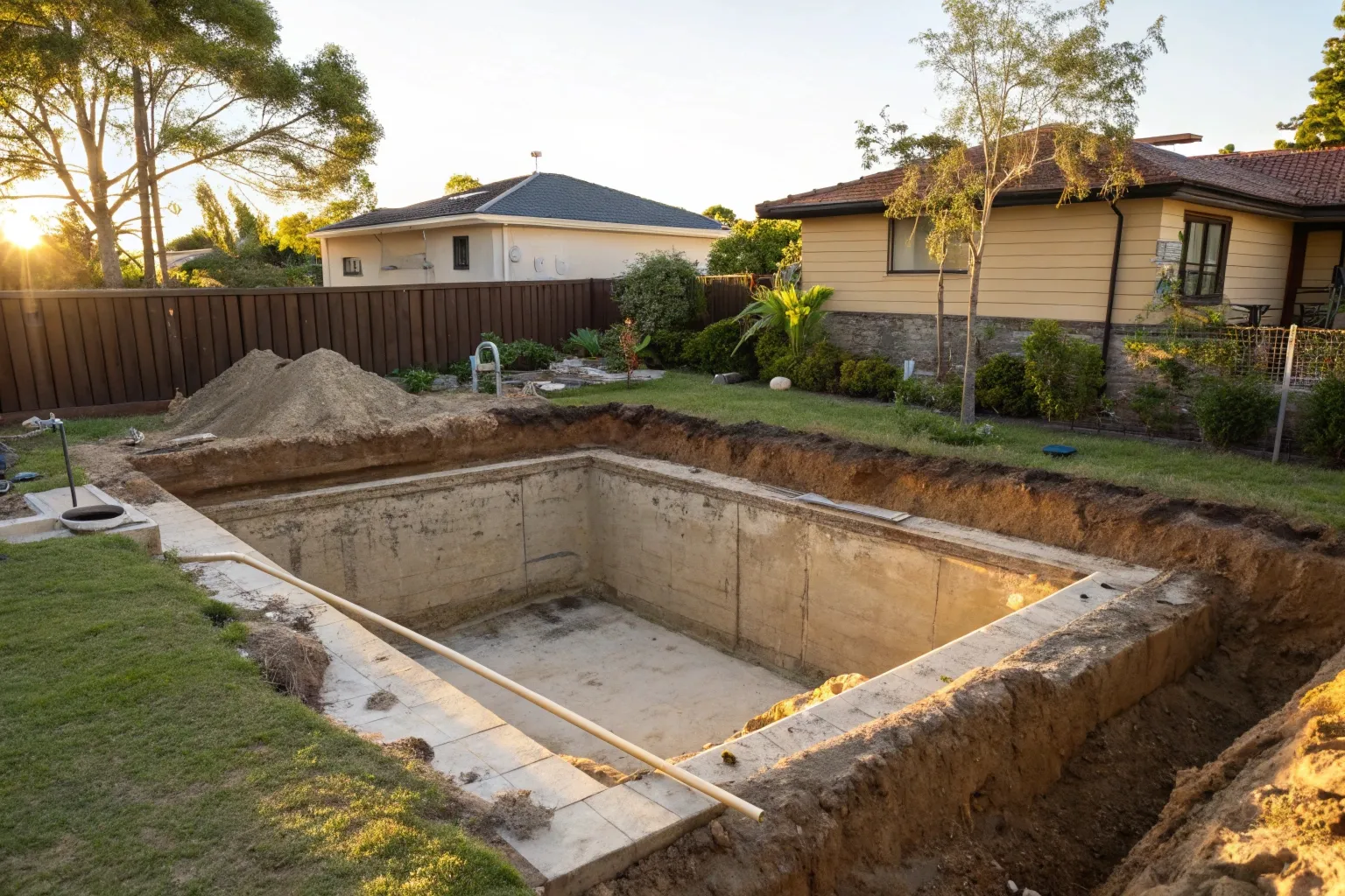 Rectangular Swimming Pool Excavation In Progress