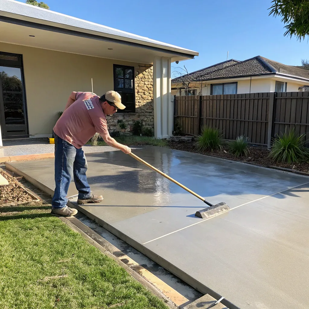 Broom finish concrete driveway freshly laid in Tweed Heads