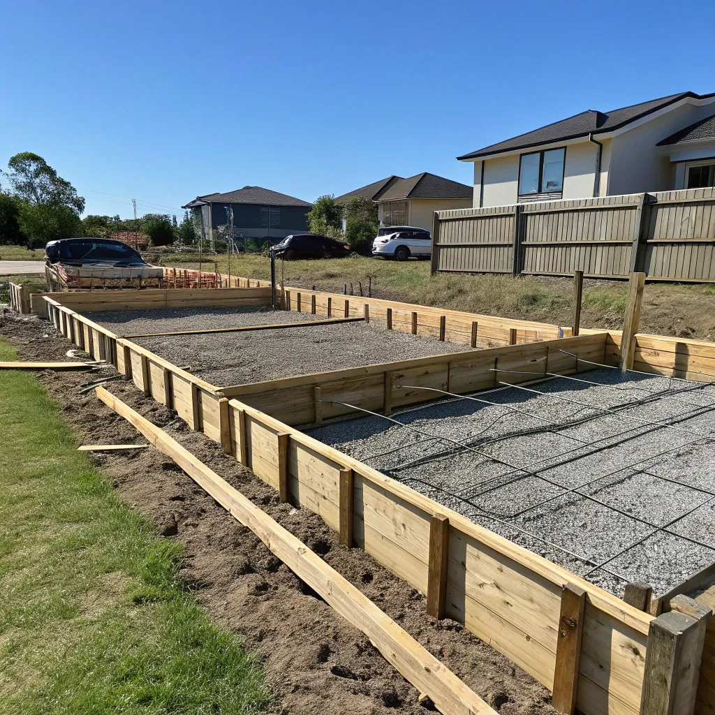 Timber formwork set up for a residential concrete footing pour